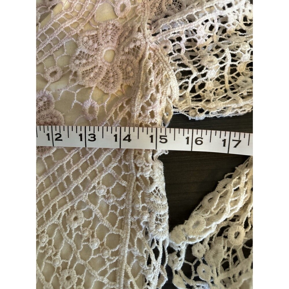 V Cristina Pink Ivory Ombre Crochet Top Small Vacation Boho Chic‎ Sweater Beach - Picture 8 of 9
